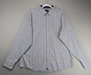 UNTUCKit Camicia Uomo 2XL Blu/Bianco Bottoni Manica Lunga Cotone Antirughe - Foto 1 di 10