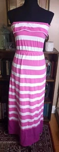 Aeropostale Pink & White Strapless Maxi Dress Women's XS - Picture 1 of 7
