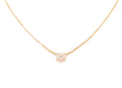 全新 HERMES 18K 玫瑰金 CLOU D'H PM 42 吊坠项链 KELLY CHOKER — 第 1/2 张图片