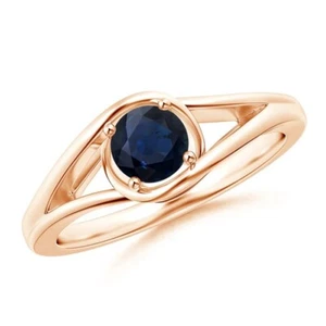 Stackable Dual Band 0.5 Ctw Blue Sapphire 925 Silver Rose Plated Ring - Picture 1 of 7