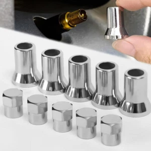 Juego de 4 tapas de vástago de válvula de neumático de plástico cromado TR413 y funda para coche americano  - Imagen 1 de 11