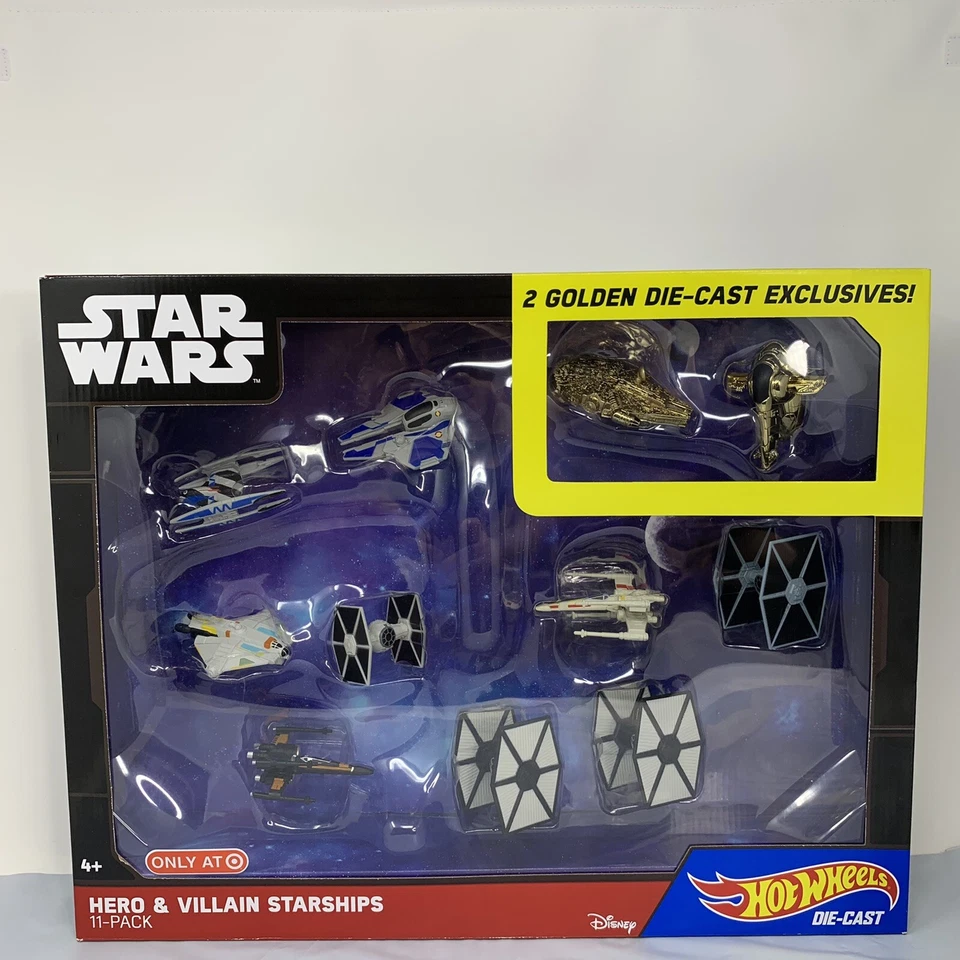 Hot Wheels Star Wars Hero & Villain Starships 11pk Gold Slave 1 MF Diecast
