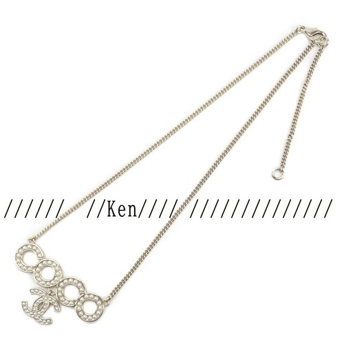 Collana CHANEL AUTENTICA Catena Coco CC Raro Ciondolo Choker Logo 41 5 49cm Perla F S