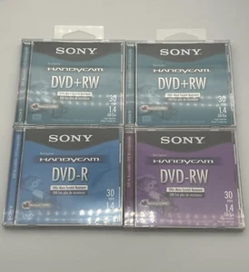 Sony Handycam (2) DVD+RW & (1) DVD-R & (1) DVD-RW - 30min 1.4 GB - New Sealed - Picture 1 of 8