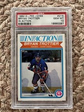 1982 O-PEE-CHEE #215 BRYAN TROTTIER IN ACTION PSA 10 GEM LOW POP ISLANDERS