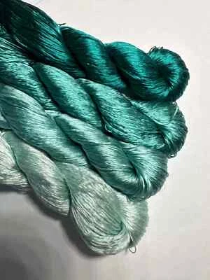 100%mulberry silk hand-dyed wrapping/velvet flower Twistless nosplit silk thread - Image 1 of 2