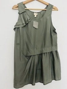 ANTHROPOLOGIE Edme & Esyllte NWT 100% Silk Tank Blouse Sz 6 Pleated Ruffle Boho - Picture 1 of 8