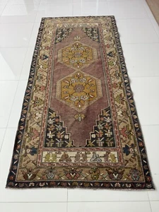 Vintage Hand Knotted Wool Turkish Area Rug, 4x8 Oriental Oushak Carpet - Picture 1 of 10