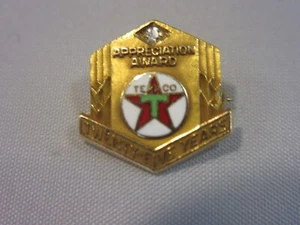 10K Yellow Gold TEXACO Appreciation Award Lapel Service Pin w/Diamond Gas Oil - Picture 1 of 9