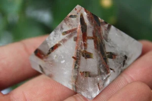 67g NATURAL BLACK TOURMALIN HAIR QUARTZ CRYSTAL PYRAMID HEALING - Picture 1 of 8