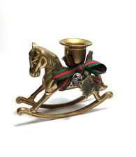 Vintage Brass Rocking Horse Candle Stick Holder Christmas Holiday Free Shipping