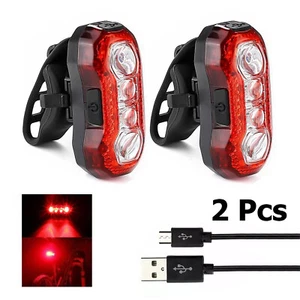 2 Piezas 4 LED Luz Trasera Bicicleta USB Recargable Rojo Advertencia - Imagen 1 de 11