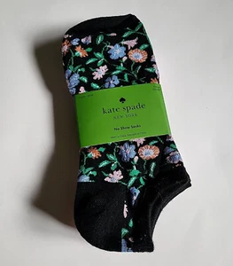 Kate Spade 3-pack no-show socks 3pk size M Black Pink Floral - Picture 1 of 15