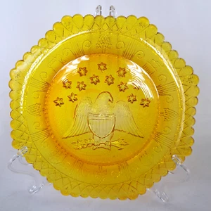 De Colección 13 Estrellas Sobre Águila 8" Ámbar Amarillento Placa Octágona Bicentenario Patriótico - Imagen 1 de 4