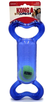 KONG Jumbler w/Tennis Ball Medium/Large Blue Squeaky Tug & Fetch Dog Toy - Image 1 of 4