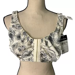 Ulla Popken Bra Women's Size 46D White Blue Stars Dessous Front Hook No Pad - Picture 1 of 7