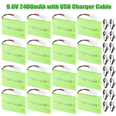 2400mAh 9,6V NiMH Akku Tamiya Stecker Batterie mit USB Ladekabel Für RC Car Auto - Bild 1 von 4
