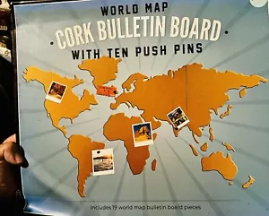 Happy Hour The Original Fun Workshop World Map Cork Bulletin Board Note Holder - Picture 1 of 1