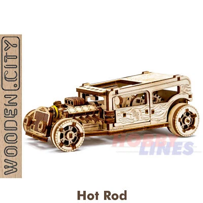 WOODEN CITY Hot Rod Holz Stadt mechanischer Bau Puzzle 3D Kit HOLZSTADT