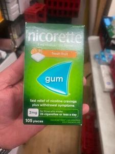 Nicorette Nicotine Fresh Fruit Gum Anti-Smoking 2mg 105 Piece Long Expiry - Picture 1 of 1