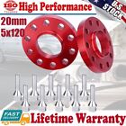 2PCS Aluminum 20mm 5x120 Staggered Wheel Spacers W/ Extended Bolts For BMW Red