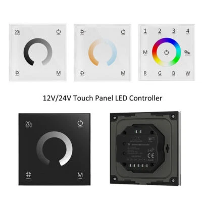 Wall Touch Panel LED Controller 12V 24V for 5050 Single Color/CCT/RGB/RGBW Strip - Image 1 of 4