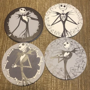 Jack Skellington Drink Coaster Set of 4 Nightmare Before Christmas Round 4" - Picture 1 of 6