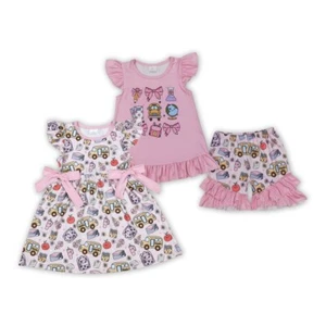 Sibling Baby Girls Pencil Pink Bow Back To School Dresses &Outfits - Picture 1 of 3
