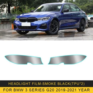 LH+RH Smoke TPU Headlight Protective Precut Film Sticker For BMW 3 Series G20 - Picture 1 of 12