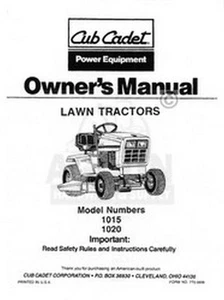 IH CUB CADET 1015 1020 Tractor Owners Operators Manual - Picture 1 of 1