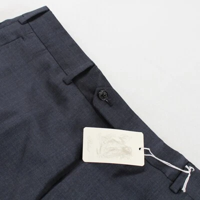 Belvest NWT Flat Front Dress Pants Size 50 34 US Solid Blue 100% Wool - Image 1 of 4