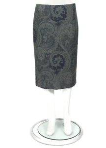 RALPH LAUREN Black Label Paisley Gray Blue 100% Wool Pencil Skirt sz 6 /380 - Picture 1 of 6