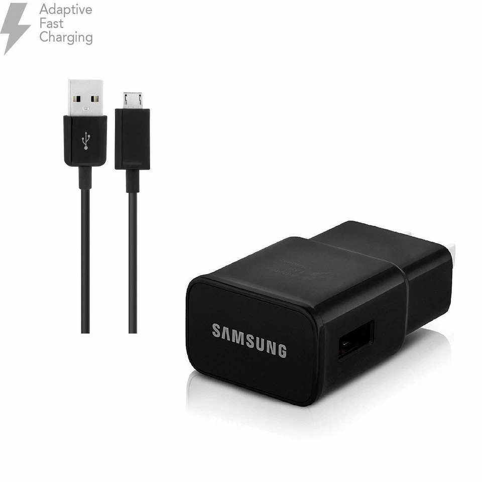 Оригинальное подлинное быстрое зарядное устройство Samsung и кабель Micro USB для Galaxy Halo, J2, A6 - Изображение 1 из 4