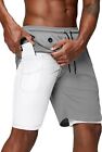 Pinkbomb Men's 2 In 1 Running Shorts Gym Workout Quick Dry Mens Shorts With Phon