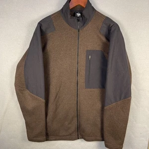 Suéter Prana De Colección Para Hombres Grande Marrón Bolsillos con Cremallera Completa Senderismo Hecho en EE. UU. - Imagen 1 de 10