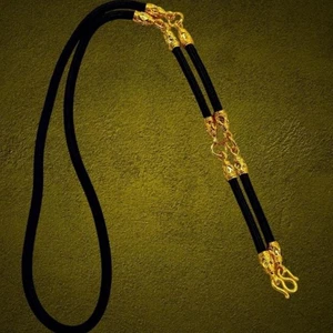 Dragon Rope Amulet Black Necklace & Gold Thai Baht Yellow Gold Plated 22 inch T1 - Picture 1 of 1