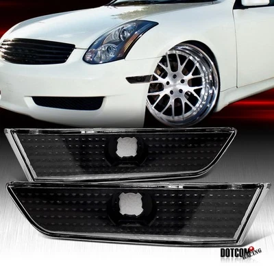 Fit 2003-2007 Infiniti G35 Coupe Bumper Corner Side Marker Signal Lights Black - Image 1 of 4