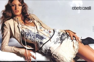 Vintage Roberto Cavalli Runway 2003 Women's Shirt 100% Silk Tatto Print Size M - Picture 1 of 19