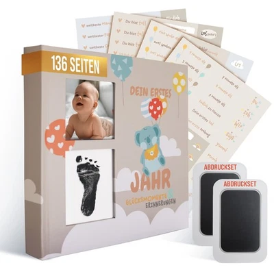 COLORTOUCH Babyalbum "Dein erstes Lebensjahr" mit Abdruckset + Aufkleber, Fotoalbum