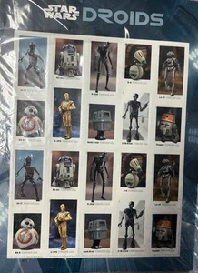 * 2021 Star Wars Droids FOREVER Stamps Sheet (20 Stamps) - Picture 1 of 2