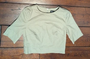 3x1 Women's Cropped Top w/ Stretch Full Zipped Back 3/4 Sleeves Beige Size Small - Picture 1 of 12