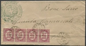 1876 06 OKTOBER DIENSTMARKEN 0,05 c. SASS 2 IM VIERSTREIFEN AUF - Bild 1 von 2