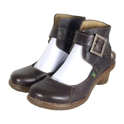 EL Naturalista女式US8,5 EU39棕色皮革封闭鞋露背高跟鞋 — 第 1/4 张图片