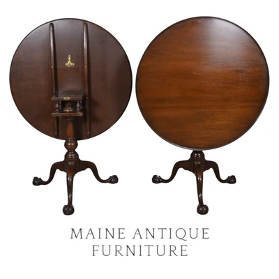 Antique Mahogany Chippendale Birdcage Tilt Top Tables by Kittinger, Pair #22349 - Image 1 of 4