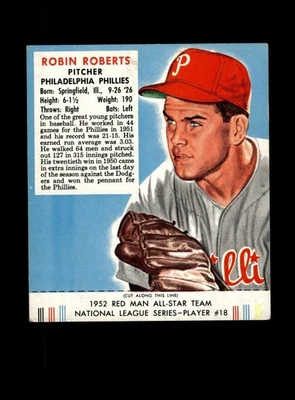 1952 Red Man Set-Break #NL18 Robin Roberts LOW GRADE (crease) *GMCARDS* - Image 1 of 2
