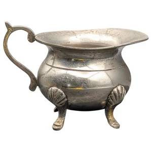 Silverplate Footed Creamer Pitcher 3 Leg Shell Feet Mini Made in India Decor - Picture 1 of 8