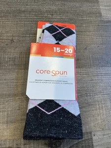 Therafirm Core-Spun Gradient Compression Socks Large Grey Pink 15-20mmHg NEW - Picture 1 of 3
