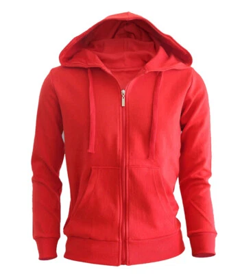 Men's Zip Up Hoodie Jacket Plain Full Zipper Hooded Fleece Sweatshirt Athletic - Image 1 of 2
