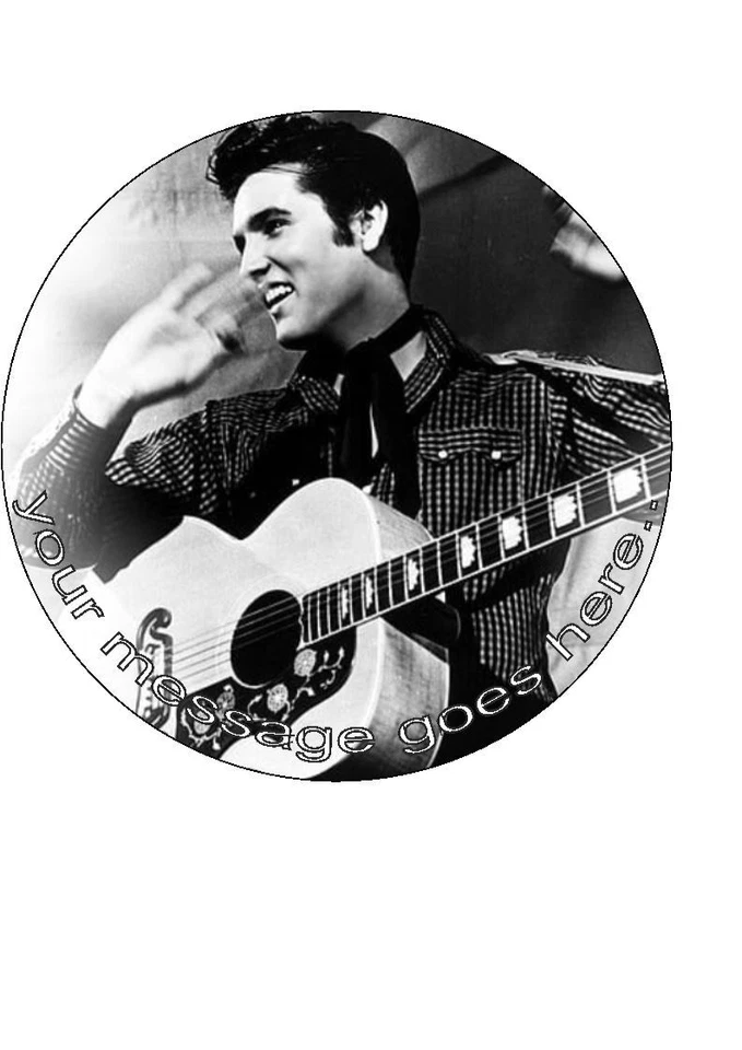  TOPPER PARA PASTEL GLASEADO ELVIS PRESLEY 7,5, PERSONALIZADO O LISO. Foto 1 de 1