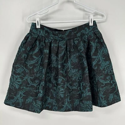 Alice Olivia Skirt Womens 6 Green Floral Pleated Pouf Mini Lined - Image 1 of 4